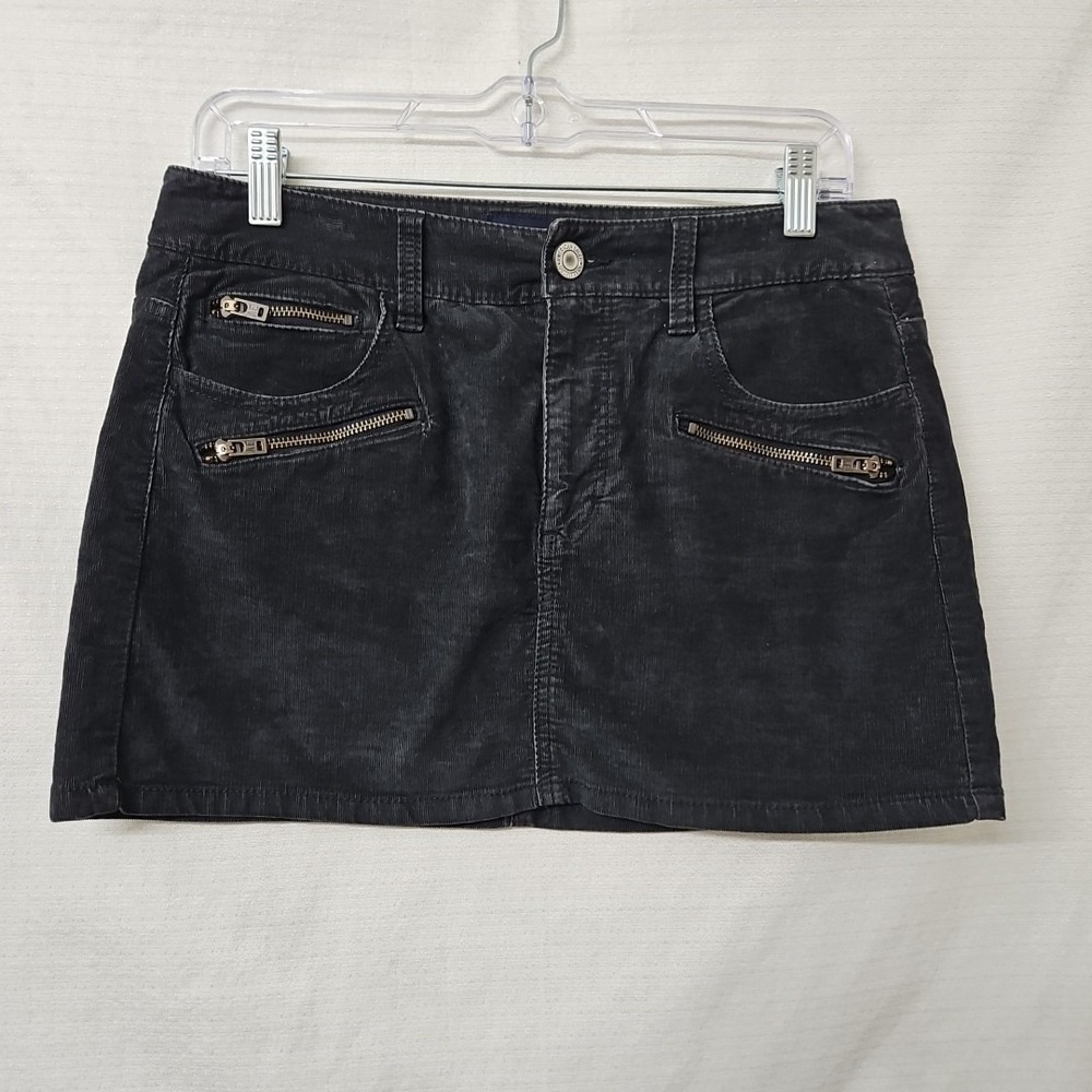 American Eagle Corduroy Low Rise Micro Mini Skirt Retro Y2K Size 8 Gray Festival